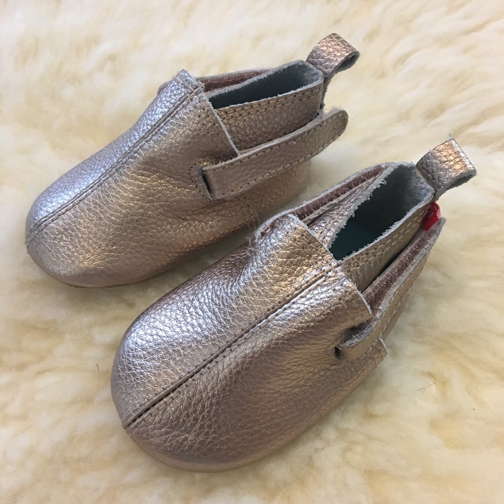 Zutano Rose Platinum Booties Leather New 6m